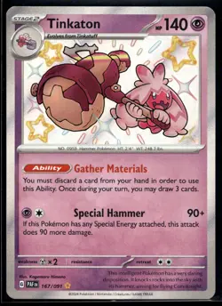 2024 Pokemon PAF EN 167 Tinkaton Shiny Rare NM - Image 1