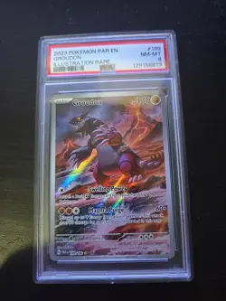 2023 Pokemon TCG Groudon #199/182 Paradox Rift EN Illustration Rare Foil PSA 8 - Image 1