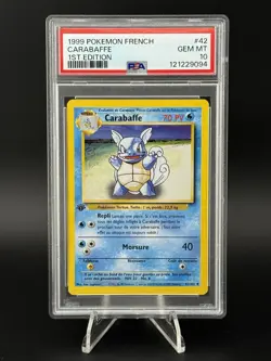 1999 Pokemon FRENCH 1st Edition Base Set Carabaffe-Wartortle 42/102 PSA 10 GEM - Image 1