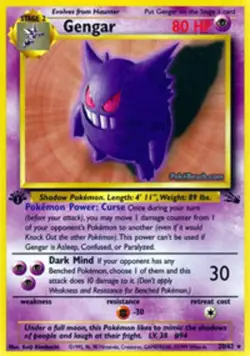 Moderately Played Gengar - 20/62 - Rare - 1st Edition Pokemon Fossil - Image 1