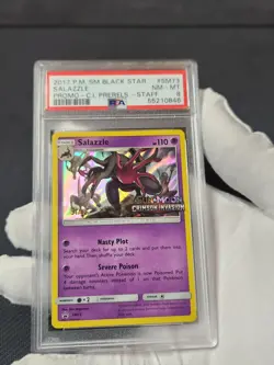 2017 Pokemon Crimson Invasion Salazzle STAFF SM74 Prerelease Promo Holo PSA 8 - Image 3