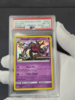 2017 Pokemon Crimson Invasion Salazzle STAFF SM74 Prerelease Promo Holo PSA 8 - Image 5