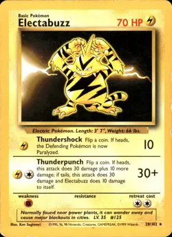 Electabuzz 020/102 Rare - Pokemon Base Set 1999 HP - Image 1