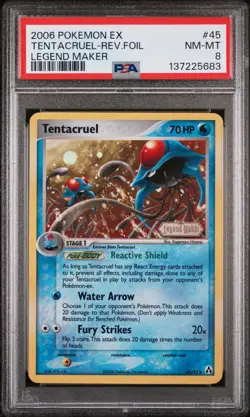 2006 POKEMON EX LEGEND MAKER #45 TENTACRUEL-REVERSE FOIL PSA 8 - Image 1