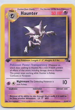 Haunter (21) 21/62 Fossil Rare - Pokemon TCG - NM - Image 1