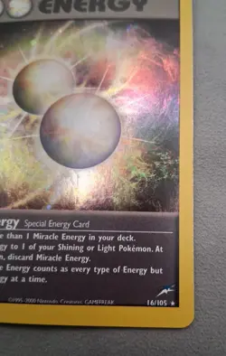 Miracle Energy 16/105 Neo Destiny Holo Swirl Vintage Pokemon TCG LP - Image 4