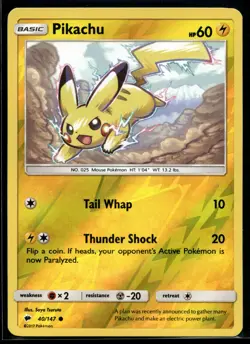 2017 Pokemon SUn and Moon Burning Shadows 40 Pikachu Reverse Foil NM - Image 1
