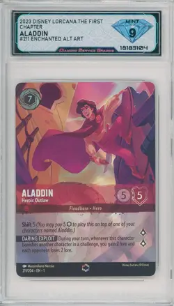 Disney Lorcana First Chapter ALADDIN HEROIC OUTLAW #211 Enchanted 💎 DSG 9 Mint - Image 1