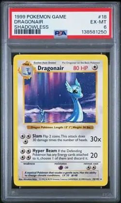 1999 Pokemon Game Base Shadowless English Card - PSA 6 - Dragonair #18/102 - Image 1