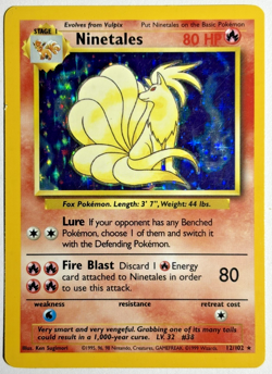Pokemon TCG Ninetales Rare Holo Card #12/102 Base Set - Image 1