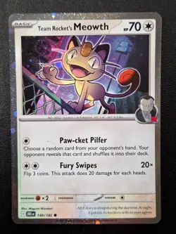 Pokemon TCG Team Rocket's Meowth (Cosmos Holo) 149/182 NM - Image 1