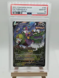 2021 Pokemon SWSH Chilling Reign Tornadus V Alt Alternate Art 185/198 PSA 10 - Image 1