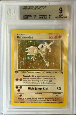 1999 Pokemon Fossil 1st Edition #7 Hitmonlee BGS 9 MINT - Image 1