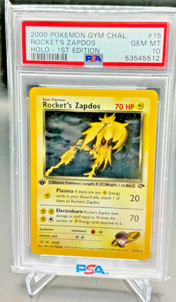 PSA 10 - 2000 Pokemon Gym Challenge ROCKET'S ZAPDOS 1st Edition Holo #15 (5512) - Image 1