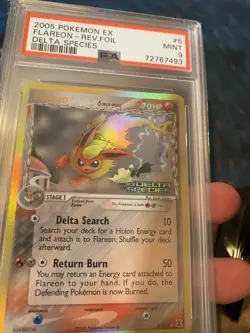 2005 Pokemon Ex Delta Species Flareon Reverse Holo stamped 5/113 PSA 9 - Image 2