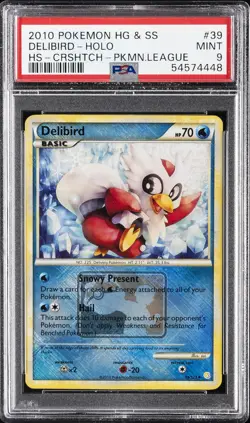 2010 POKEMON HEARTGOLD & SOULSILVER #39 DELIBIRD-HOLO PSA 9 - Image 1