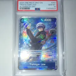 Namco One Piece CCG Trafalgar Law OP07-047 Alternate Art Foil Rare PSA 10 2024 - Image 2