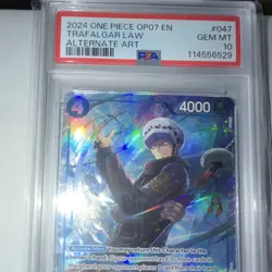 Namco One Piece CCG Trafalgar Law OP07-047 Alternate Art Foil Rare PSA 10 2024 - Image 3
