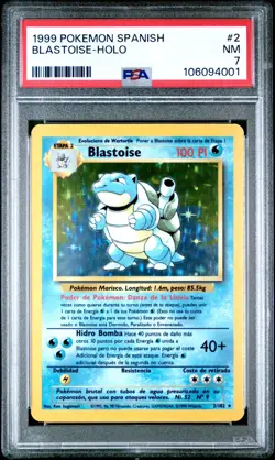 1999 Pokemon Spanish Base Set Blastoise Holo #2 PSA 7 NM - Image 1
