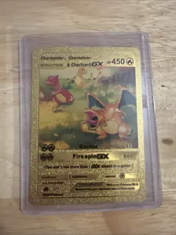 Pokemon Charmander, Charmeleon & Charizard GX HP450 Gold Foil Fan Art Card - Image 3