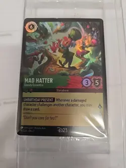 2026 Disney Lorcana D23 Promo MAD HATTER 16/D23 EN-7 Gold Member Exclusive Card - Image 1