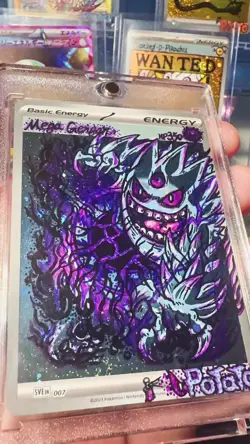 M Gengar EX XY166 XY Holo Hand draw DIY Holo Energy Card 🌀Shadow Ball🌀🫟 - Image 2