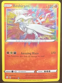 Pokemon Pokemon TCG Reshiram 017/072 Shining Fates Amazing Rare Holo Card - Image 1