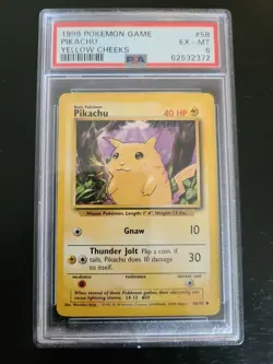 1999 Pokemon Game Pikachu Yellow Cheeks 58/102 PSA 6 - Image 1
