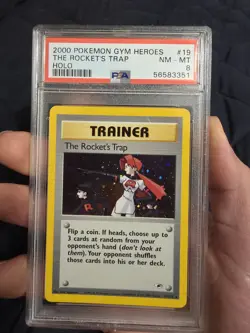 Pokemon 2000 Gym Heroes the Rockets Trap Holo Rare #19/32 PSA 8 - Image 1