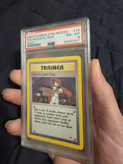 Pokemon 2000 Gym Heroes the Rockets Trap Holo Rare #19/32 PSA 8 - Image 2