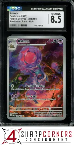 2023 POKEMON PAL EN-PALDEA EVOLVED ILLUSTRATION RARE IR #215 RABSCA HOLO CGC 8.5 - Image 1
