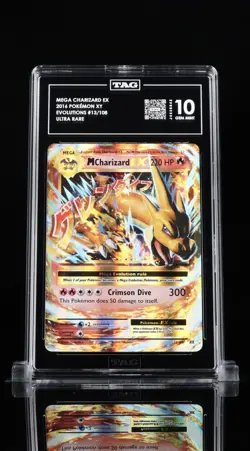 2016 POKEMON XY EVOLUTIONS #13 M CHARIZARD EX TAG 10 - Image 1