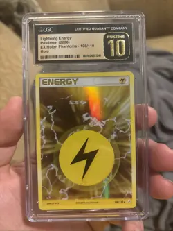 2006 CGC 10 Pristine Pokemon Lightning Energy Holo EX Holon Phantoms 108/110 - Image 1