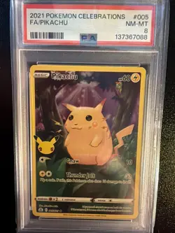 2021 POKEMON CELEBRATIONS #005 FULL ART/PIKACHU PSA 8 - Image 1
