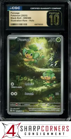 2025 POKEMON BLK-EN ILLUSTRATION RARE IR #089 PANSAGE HOLO CGC 10 PRISTINE - Image 1