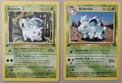 Vintage 1999 Pokemon TCG Base Set 1st Edition Nidoran #57/64 Nidorina #40/64 - Image 1