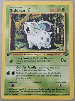 Vintage 1999 Pokemon TCG Base Set 1st Edition Nidoran #57/64 Nidorina #40/64 - Image 2