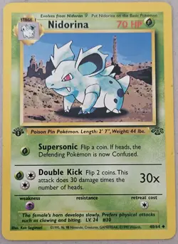 Vintage 1999 Pokemon TCG Base Set 1st Edition Nidoran #57/64 Nidorina #40/64 - Image 3