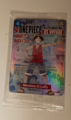 🔥🏀One Piece Monkey.D.Luffy US College BasketballPromo Card *SEALED*🔥🏀 - Image 1
