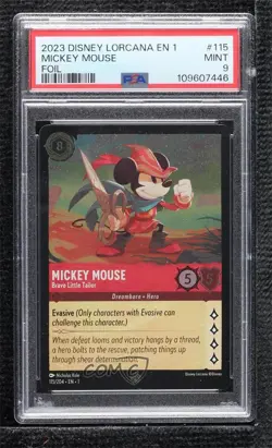 2023 Lorcana The First Chapter 1 Foil Mickey Mouse - Brave Little Tailor PSA 9 - Image 1