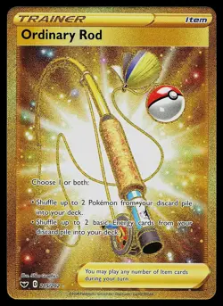 Pokemon Card - Ordinary Rod Sword & Shield Base Set 215/202 Secret Rare NM/M - Image 1