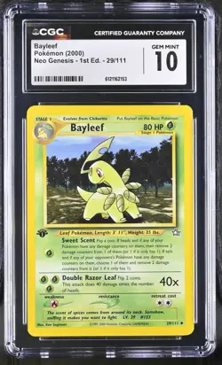 CGC 10 GEM MINT Bayleef Neo Genesis 1st Edition 29/111 Pokemon Card - Image 1