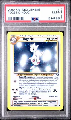 Pokemon Togetic Neo Genesis 16/111 PSA 8 Unlimited Holo Rare English Card - Image 1