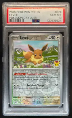 2025 Pokemon Prismatic Evolutions Eevee Reverse Holo #074/131 PSA 10 - Image 1