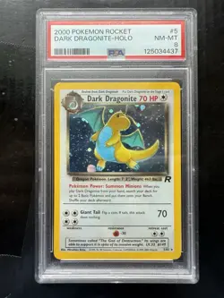 Pokemon 2000 Team Rocket Dark Dragonite Holo Rare 5/82 PSA 8 NM-MT Near Mint - Image 1