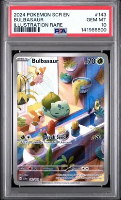 Pokemon TCG Bulbasaur Stellar Crown Illustration Rare Card 143/142 PSA 10 - Image 1