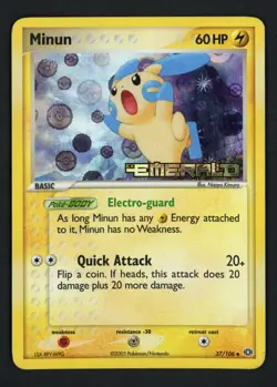 Minun Reverse Holo 37/106 Emerald Uncommon Pokemon TCG - Image 1