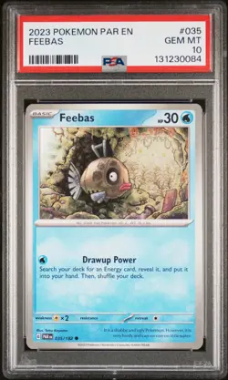 2023 POKEMON PAR EN-PARADOX RIFT #035 FEEBAS PSA 10 - Image 1