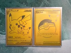 Pokemon Celebrations Pikachu V & PokeBall Gold Promos SWSH 145 & 146 NM - Image 1