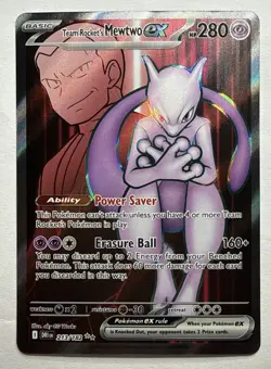 Team Rocket's Mewtwo ex 213/182 DRI Full Art Rare Pokemon TCG Near Mint - Image 1